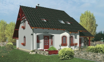 Haus mit Wohnraum im Dachgeschoss und Garage.